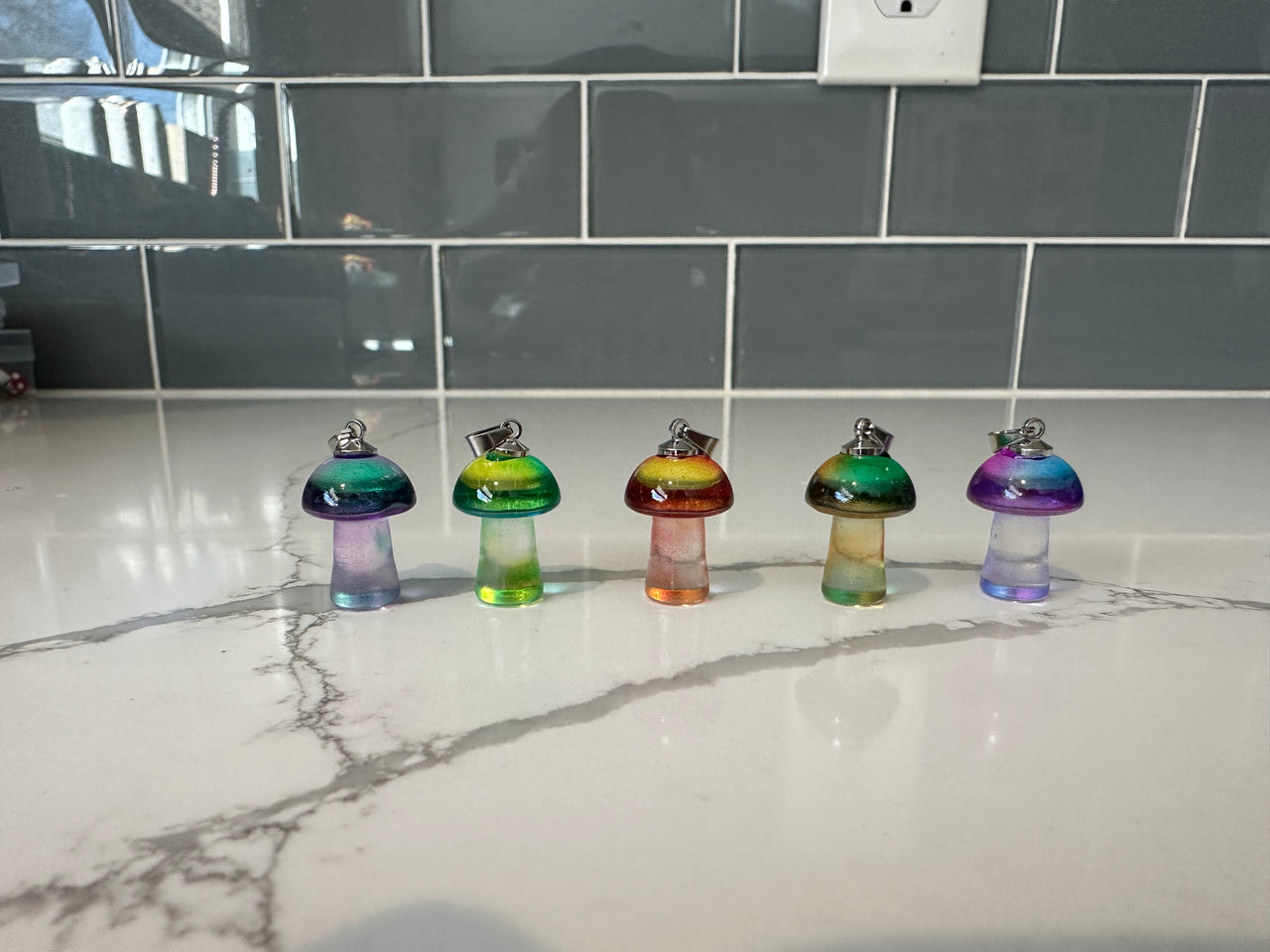 Galaxy Mushroom Stitch Marker