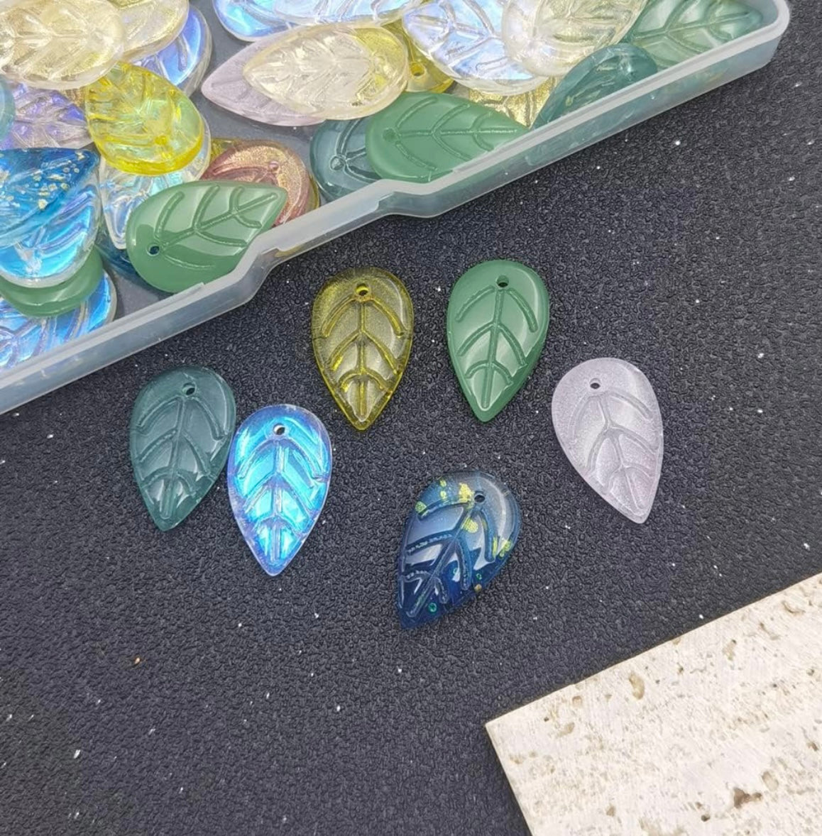 Crystal Leaf Stitch Markers